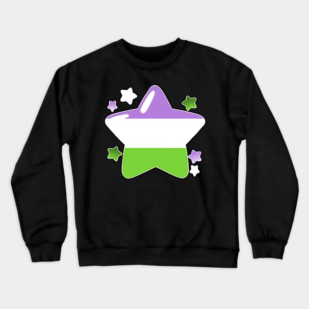 LGBTQ+ Pride Flag Stars - Genderqueer Crewneck Sweatshirt by leashonlife